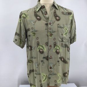 Knightsbridge Martini Glass graphics Size Medium Button Up Shirt, Hawaiian Isles